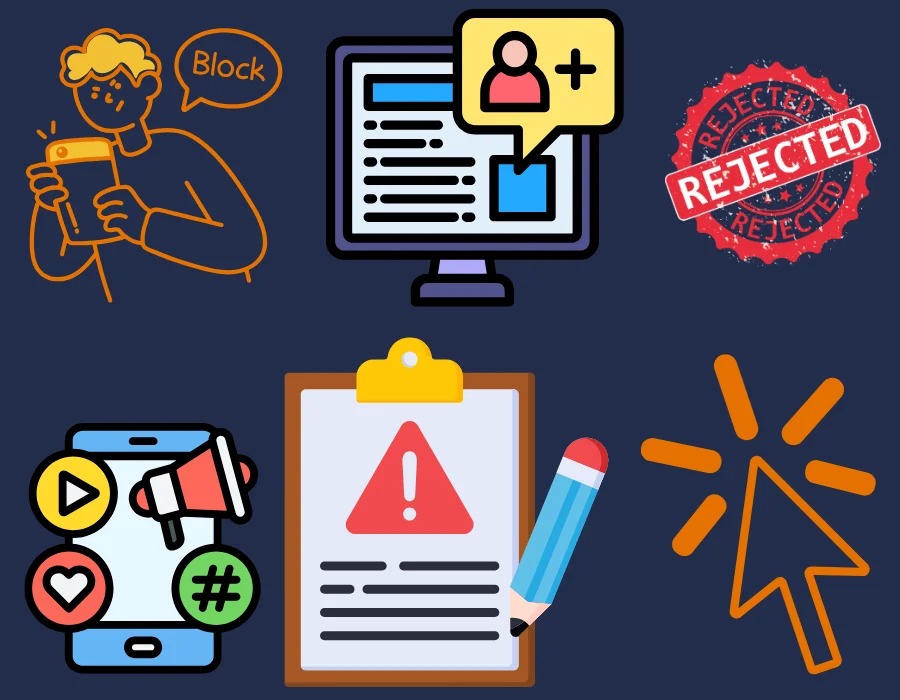 Clipart depicting different types of data generated by other users about a user